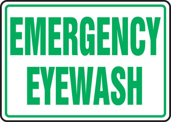 Safety Sign: Emergency Eyewash 10" x 14" Adhesive Dura-Vinyl - MFSD546XV