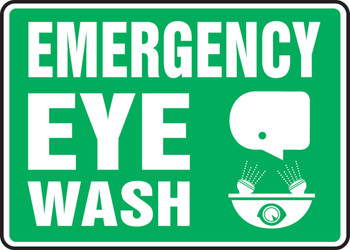 Safety Sign: Emergency Eye Wash 10" x 14" Adhesive Vinyl - MFSD548VS