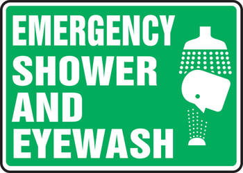 Safety Sign: Emergency Shower And Eyewash 10" x 14" Aluminum - MFSD550VA