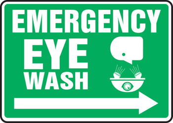 Safety Sign: Emergency Eye Wash 10" x 14" Adhesive Vinyl - MFSD551VS