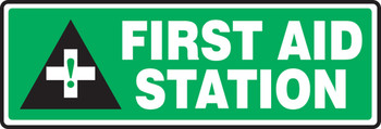 Safety Sign: First Aid Station (Symbol) 4" x 12" Adhesive Dura-Vinyl 1/Each - MFSD556XV