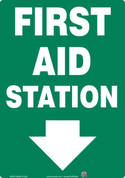 Safety Sign: First Aid Station Sign 14" x 10" Aluminum 1/Each - MFSD561VA