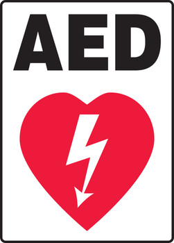 Safety Sign: AED (Graphic) English 20" x 14" Plastic 1/Each - MFSD564VP