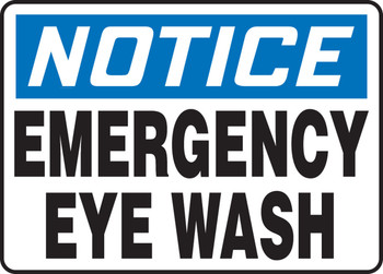 OSHA Notice Safety Sign: Emergency Eye Wash 10" x 14" Accu-Shield 1/Each - MFSD805XP