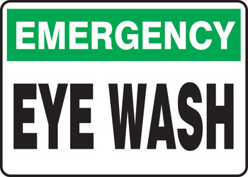 Emergency Safety Sign: Eye Wash English 10" x 14" Dura-Plastic 1/Each - MFSD913XT