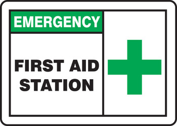 Emergency Safety Sign: First Aid Station 10" x 14" Dura-Fiberglass 1/Each - MFSD924XF