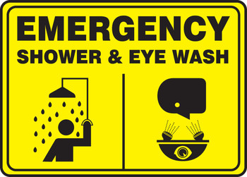 Emergency Safety Sign: Shower & Eye Wash 10" x 14" Aluminum - MFSD925VA