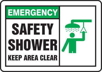 Emergency Safety Sign: Safety Shower - Keep Area Clear 10" x 14" Aluminum - MFSD929VA