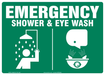 Emergency Safety Sign: Shower & Eye Wash 10" x 14" Dura-Fiberglass 1/Each - MFSD930XF