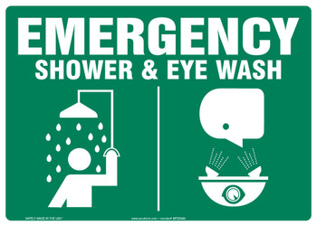 Emergency Safety Sign: Shower & Eye Wash 10" x 14" Accu-Shield 1/Each - MFSD930XP