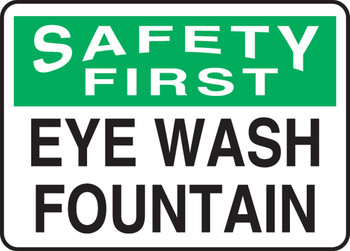 OSHA Safety First Safety Sign: Eye Wash Fountain 7" x 10" Aluma-Lite 1/Each - MFSD943XL