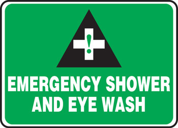 Safety Sign: Emergency Shower And Eye Wash 10" x 14" Adhesive Dura-Vinyl - MFSD986XV