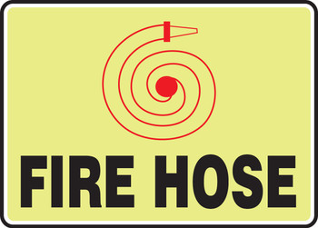 Glow Fire Safety Sign: Fire Hose 10" x 14" Aluminum 1/Each - MFXG436VA