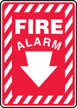 Safety Sign: Fire Alarm (Down Arrow) 10" x 7" Plastic - MFXG448VP