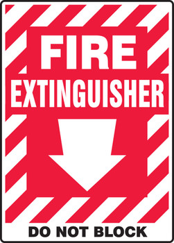 Safety Sign: Fire Extinguisher - Do Not Block (Arrow) 10" x 7" Plastic - MFXG456VP