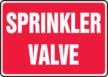 Safety Sign: Sprinkler Valve (Red Background) 10" x 14" Aluminum 1/Each - MFXG524VA
