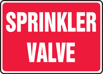 Safety Sign: Sprinkler Valve (Red Background) 10" x 14" Plastic 1/Each - MFXG524VP