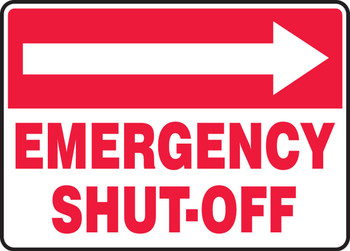 Fire Safety Sign: Emergency Shut-Off 10" x 14" Aluminum 1/Each - MFXG539VA