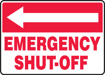 Safety Sign: (Left Arrow) Emergency Shut-Off 10" x 14" Aluminum 1/Each - MFXG540VA