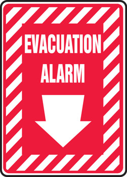 Safety Sign: Evacuation Alarm (Down Arrow) 14" x 10" Aluminum 1/Each - MFXG585VA