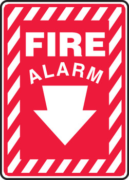 Safety Sign: Fire Alarm (Down Arrow) 14" x 10" Adhesive Dura-Vinyl - MFXG904XV