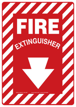 Safety Sign: Fire Extinguisher (Down Arrow White) English 14" x 10" Dura-Plastic 1/Each - MFXG908XT
