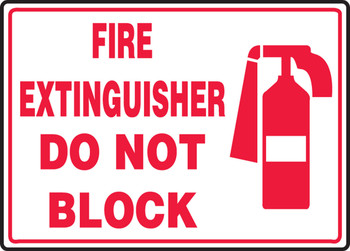 Safety Sign: Fire Extinguisher - Do Not Block (Graphic) 10" x 14" Adhesive Vinyl 1/Each - MFXG914VS