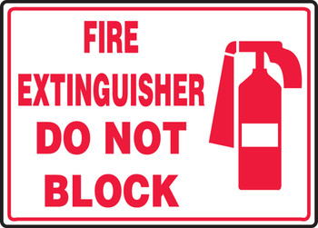 Safety Sign: Fire Extinguisher - Do Not Block (Graphic) 10" x 14" Adhesive Dura-Vinyl 1/Each - MFXG914XV