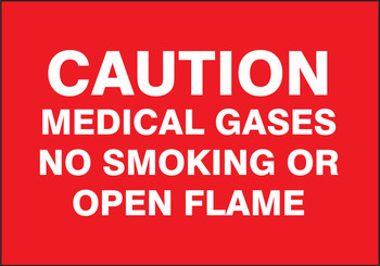 Caution Safety Sign: Medical Gases - No Smoking Or Open Flame 7" x 10" Magnetic Vinyl - MGS142