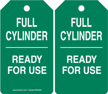 Cylinder Status Safety Tag: Full Cylinder- Ready For Use PF-Cardstock 5/Pack - MGT203CTM