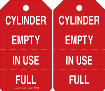 Cylinder Status Safety Tag: Cylinder Empty, In Use, Full RP-Plastic - MGT206PTP