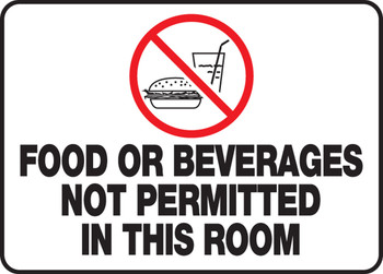 Safety Sign: Food Or Beverages Not Permitted In This Room 10" x 14" Plastic 1/Each - MHSK535VP
