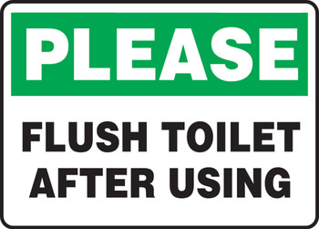 Housekeeping Safety Sign: Please Flush Toilet After Using 7" x 10" Aluminum 1/Each - MHSK948VA