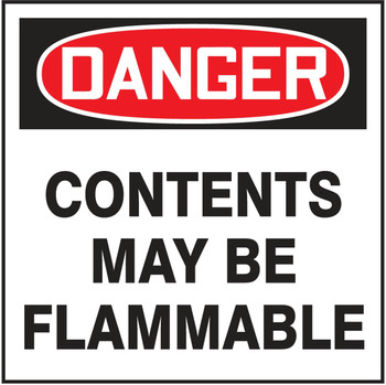 OSHA Danger Drum & Container Labels: Contents May Be Flammable 6" x 6" Adhesive-Poly Sheet 250/Roll - MHZW101EVL