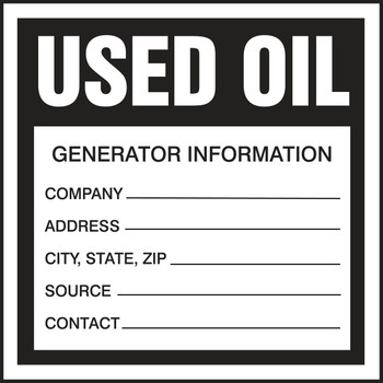 Hazardous Waste Label: Used Oil 6" x 6" Adhesive Coated Paper 250/Roll - MHZW34PSL