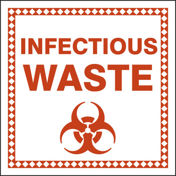Drum & Container Labels: Infectious Waste 6" x 6" Adhesive Coated Paper 100/Pack - MHZW503PSC
