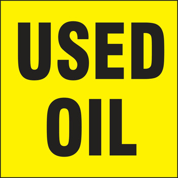 Drum & Container Labels: Used Oil (Black On Yellow) 6" x 6" Adhesive Coated Paper 250/Roll - MHZW512PSL