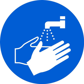 ISO Mandatory Safety Sign: Wash Your Hands (2011) 6" Adhesive Vinyl 1/Each - MISO133VS