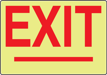 Glow-In-The-Dark Safety Sign: Exit (with Arrowheads) 10" x 14" Lumi-Glow Plastic 1/Each - MLAD401GP