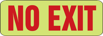 Safety Sign: No Exit 3 1/2" x 10" Lumi-Glow Plastic 1/Each - MLAD505GP