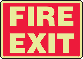 Glow-In-The-Dark Safety Sign: Fire Exit (Red Background) 7" x 10" Lumi-Glow Flex 1/Each - MLEX547GF