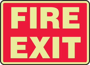 Glow-In-The-Dark Safety Sign: Fire Exit (Red Background) 7" x 10" Lumi-Glow Plastic 1/Each - MLEX547GP