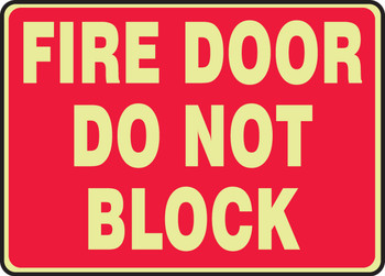 Glow-In-The-Dark Safety Sign: Fire Door Do Not Block 7" x 10" Lumi-Glow Flex 1/Each - MLEX590GF