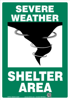 Glow-In-The-Dark Safety Sign: Severe Weather Shelter Area 14" x 10" Lumi-Glow Flex - MLFE544GF