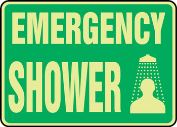 Glow-In-The-Dark Safety Sign: Emergency Shower 10" x 14" Lumi-Glow Flex - MLFS554GF