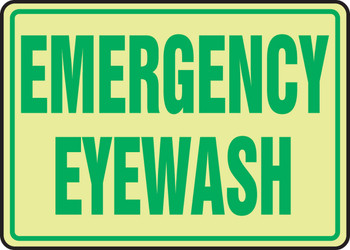 Safety Sign: Emergency Eyewash 10" x 14" Lumi-Glow Flex - MLFS559GF