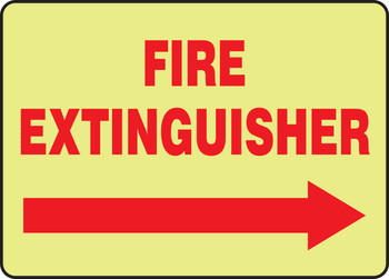 Glow-In-The-Dark Safety Sign: Fire Extinguisher (Right Arrow) 7" x 10" Lumi-Glow Plastic 1/Each - MLFX543GP