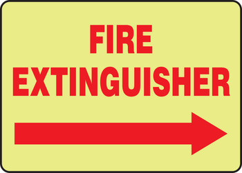 Glow-In-The-Dark Safety Sign: Fire Extinguisher (Right Arrow) 10" x 14" Lumi-Glow Plastic 1/Each - MLFX545GP