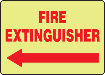 Glow-In-The-Dark Safety Sign: Fire Extinguisher (left arrow) 10" x 14" Lumi-Glow Flex 1/Each - MLFX548GF