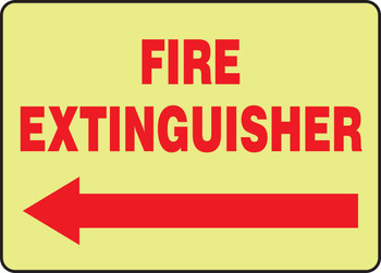 Glow-In-The-Dark Safety Sign: Fire Extinguisher (left arrow) 10" x 14" Lumi-Glow Plastic 1/Each - MLFX548GP